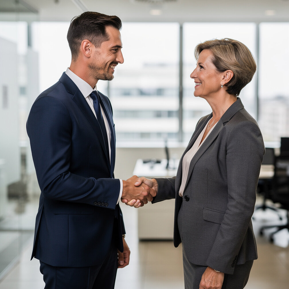 Two business professionals shaking hands